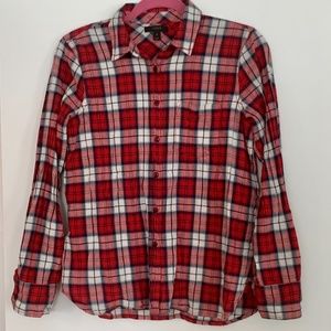 J Crew cotton plaid crinkle button up shirt